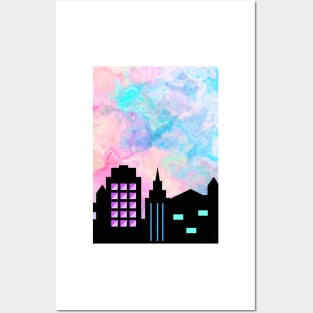 City in a Psychedelic Sky Posters and Art